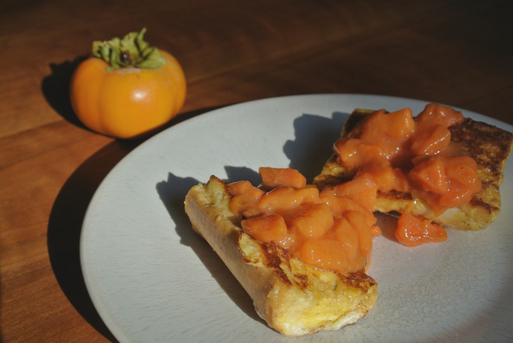 Warm Persimmon Compote on French Toast