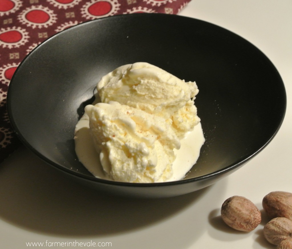 eggnog ice cream made with freshly ground nutmeg