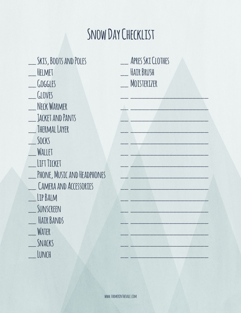 ski checklist